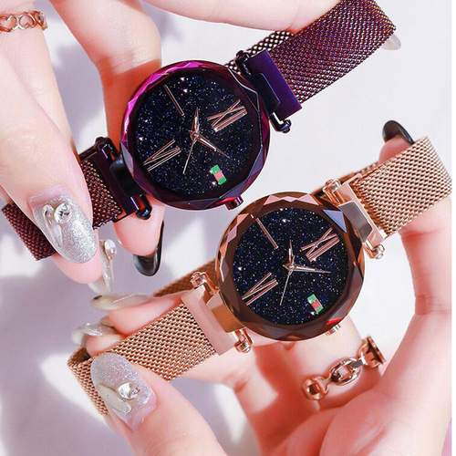 Manufacturer wholesale lazy magnet watch ladies starry sky internet celebrity same style magnet watch one piece dropshipping
