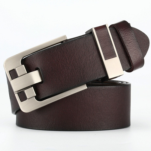 Cross-border new foreign trade men's belt pin buckle cowhide genuine leather belt retro casual factory direct sales one piece drop shipping
