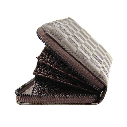 European and American new men's long zipper wallet, foreign trade plaid clutch bag, multi-card slot large capacity men's long bag