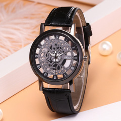 Men's Quartz Watch with Double-Side Transparency and Hollow Design, Factory Casual Korean Style, Non-Mechanical