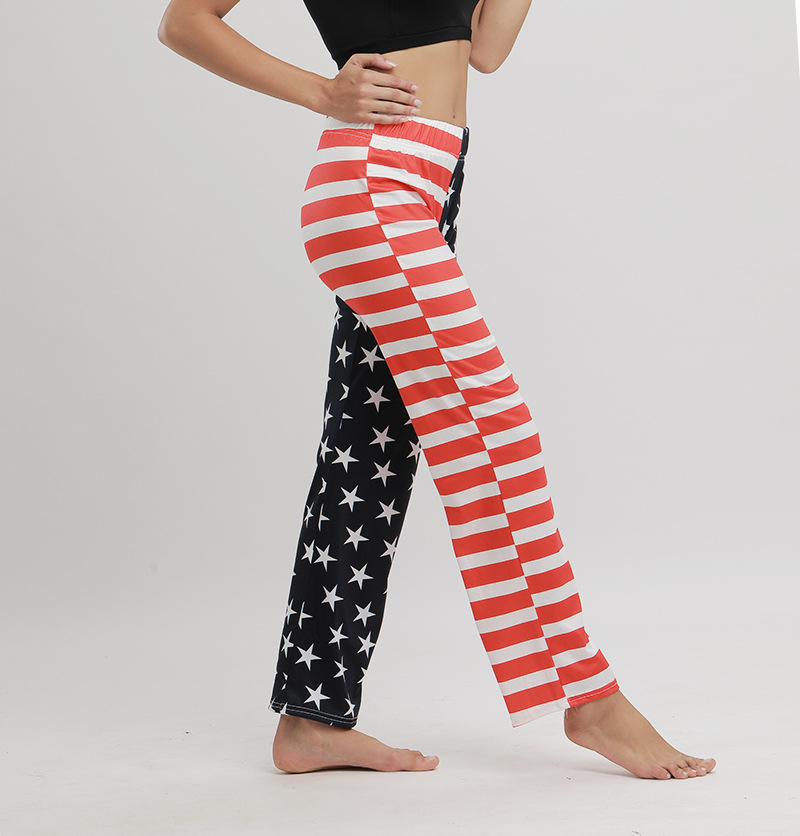 Casual Pants with American Flag Print Spring Collection Straight Leg Trendy Style for Streetwear Wholesale Available
