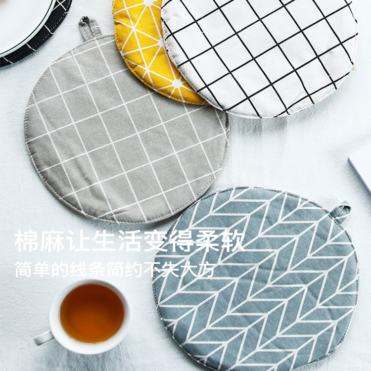 Northern Europe Simplicity style Cotton linen Anti-hot pad kitchen household thickening Insulation pad Use Potholders Doily Mat