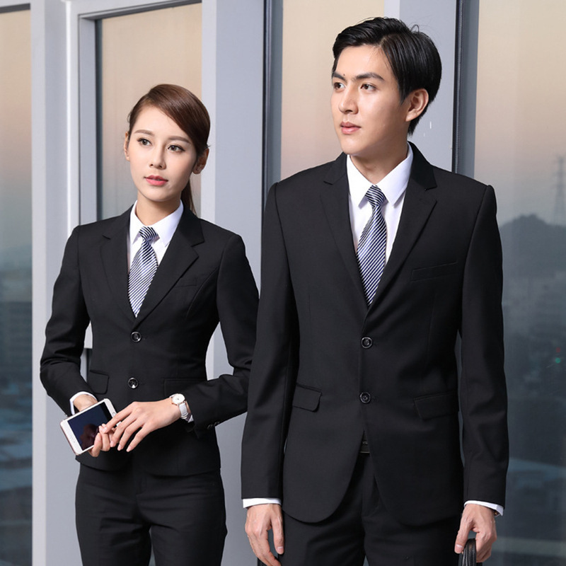 Suit Set ol Men's and Women's Uniform Work Clothes Single-breasted Temperament Business Long-sleeved Commuter Suit