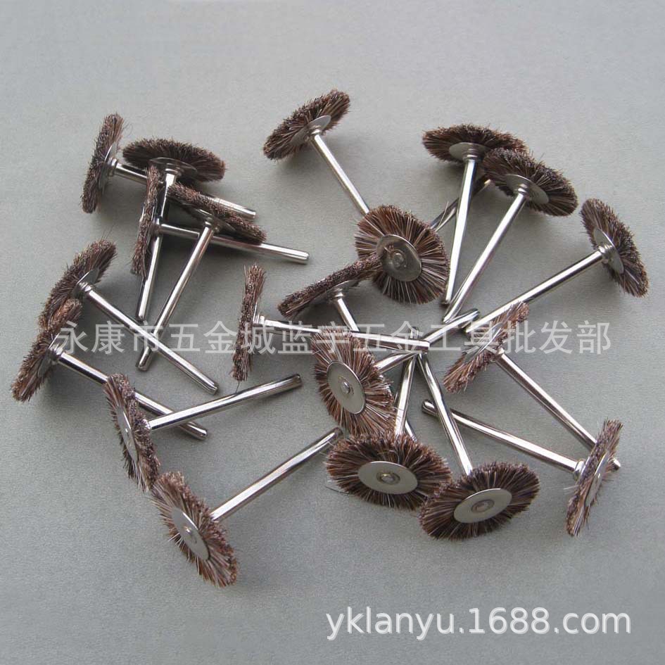 迷你马毛平型刷 平型马毛轮带柄T型除锈轮打磨抛光刷电磨配件