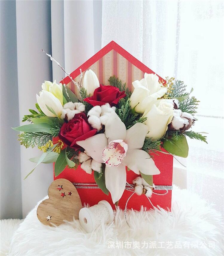 现货 新款鲜花礼盒 手捧信封花盒 手提鲜花礼盒 香皂花盒