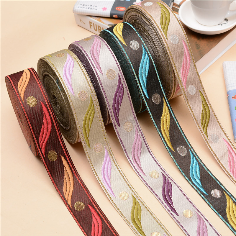 3.5cm宽提花织带窗帘装饰边抱枕汉服辅料布艺包边民族边批发