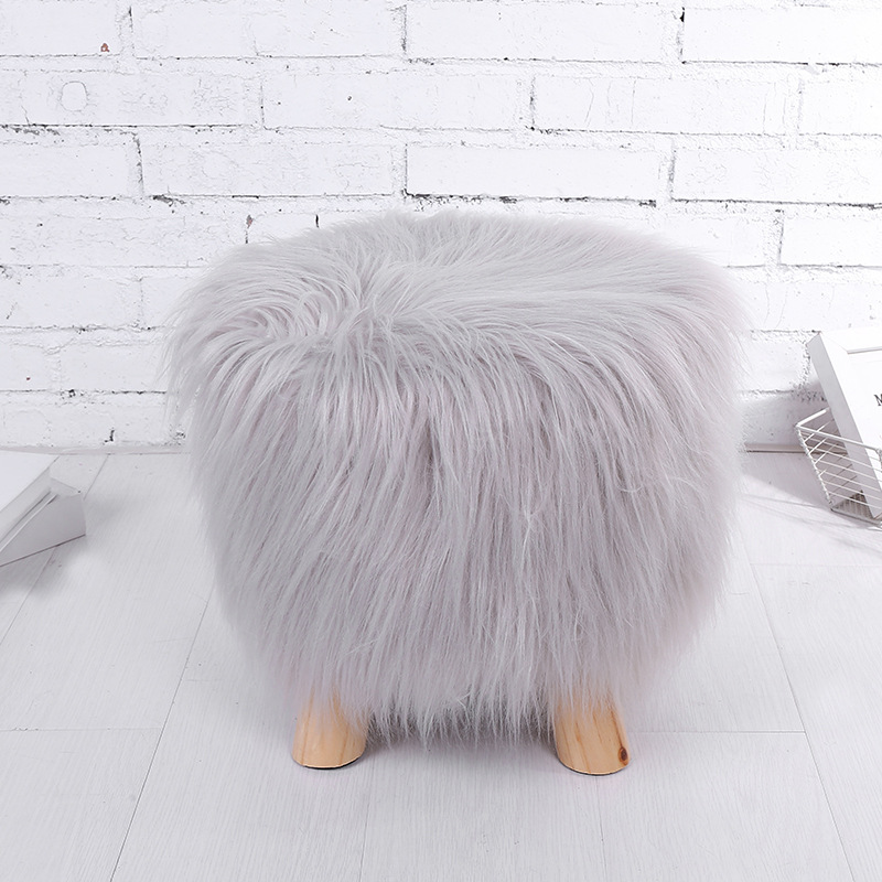 Color sólido de lana larga de madera maciza de carga taburete dormitorio sofá de madera taburete sala de estar de entrada cambio de zapatos taburete muebles simples