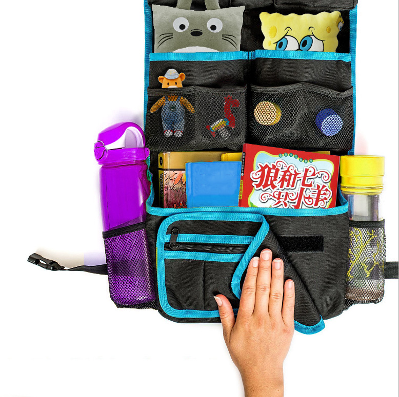 跨境专供 汽车座椅靠背收纳袋 椅背杂物收纳挂袋大容量牛津布耐脏