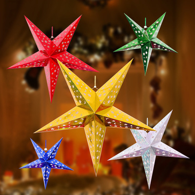 Christmas ornament birthday party Atmosphere bar Storefront Market arrangement three-dimensional laser Pentagon star Lampshade