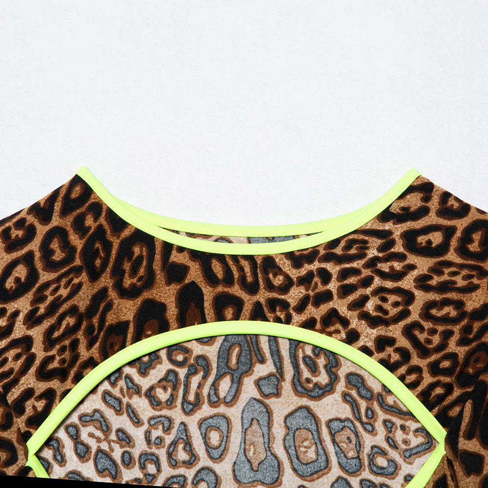 Full Sleeve Hollow Out Leopard Bodysuit