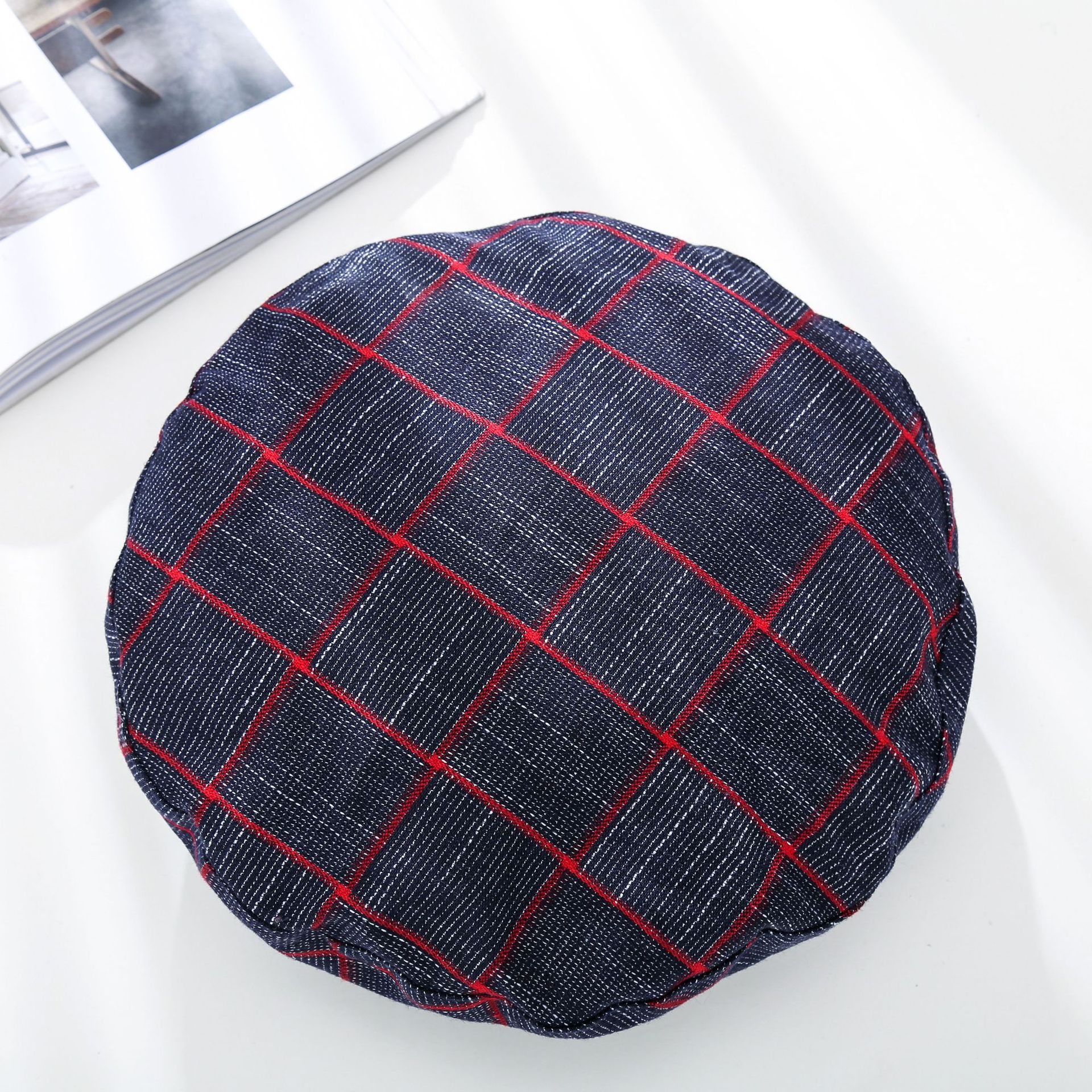 fashion edging beret all-match plaid flat cap NSTQ34761