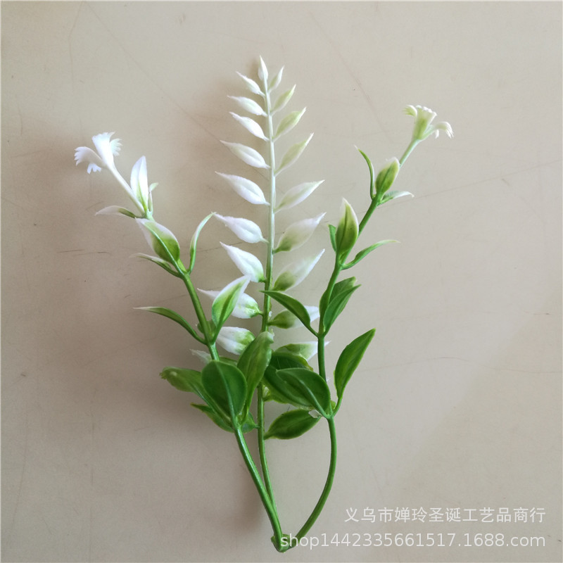 仿真植物塑料水草配件 12厘米三叉波斯草叶 草坪草 仿真花小草