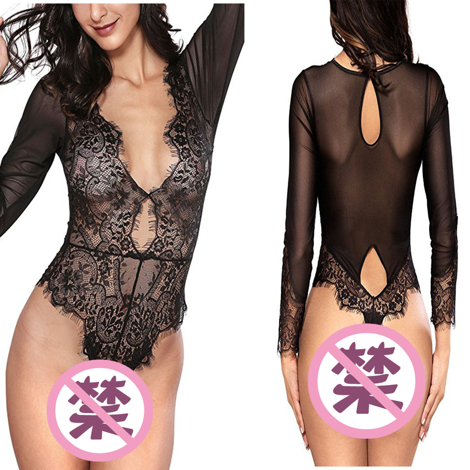 대외 무역 유럽과 미국 섹시한 여성의 전체 레이스 관점 샴 란제리 레이스 원피스 옷 원근감 잠옷