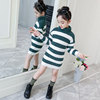 children Turtleneck 2018 new pattern Korean Edition girl stripe sweater Mid length version Autumn and winter knitting Sweater