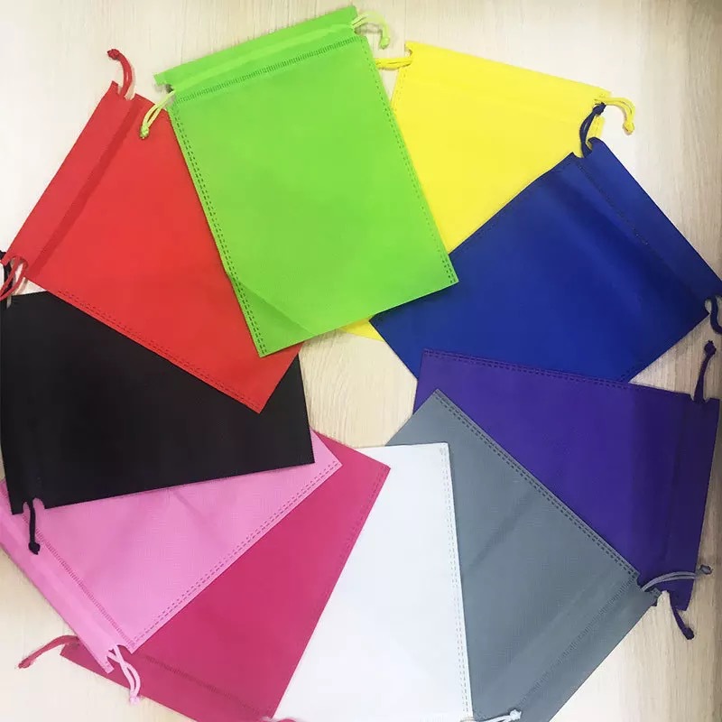 无纺布材质热压工艺穿绳束口袋可收纳可印刷logo穿绳袋