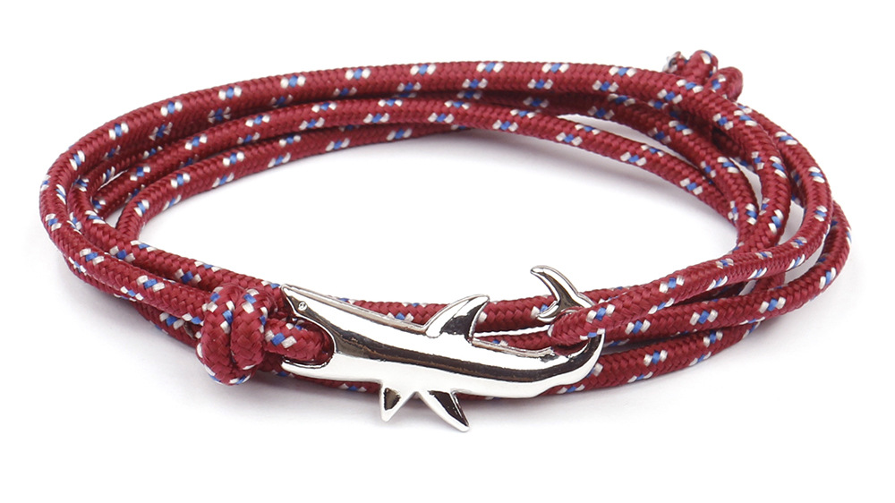 12g Weight Bracelets Classification Alloy, rope Chain Material 1 Piece Quantity Holiday, Daily, Street Occasion Alloy, rope Material Shark Pattern Men's Gender Layered Design Casual, Simple Style Style Casual Simple Style Shark Alloy Rope Layered Men's Bracelets Men's Chain Bracelets 24