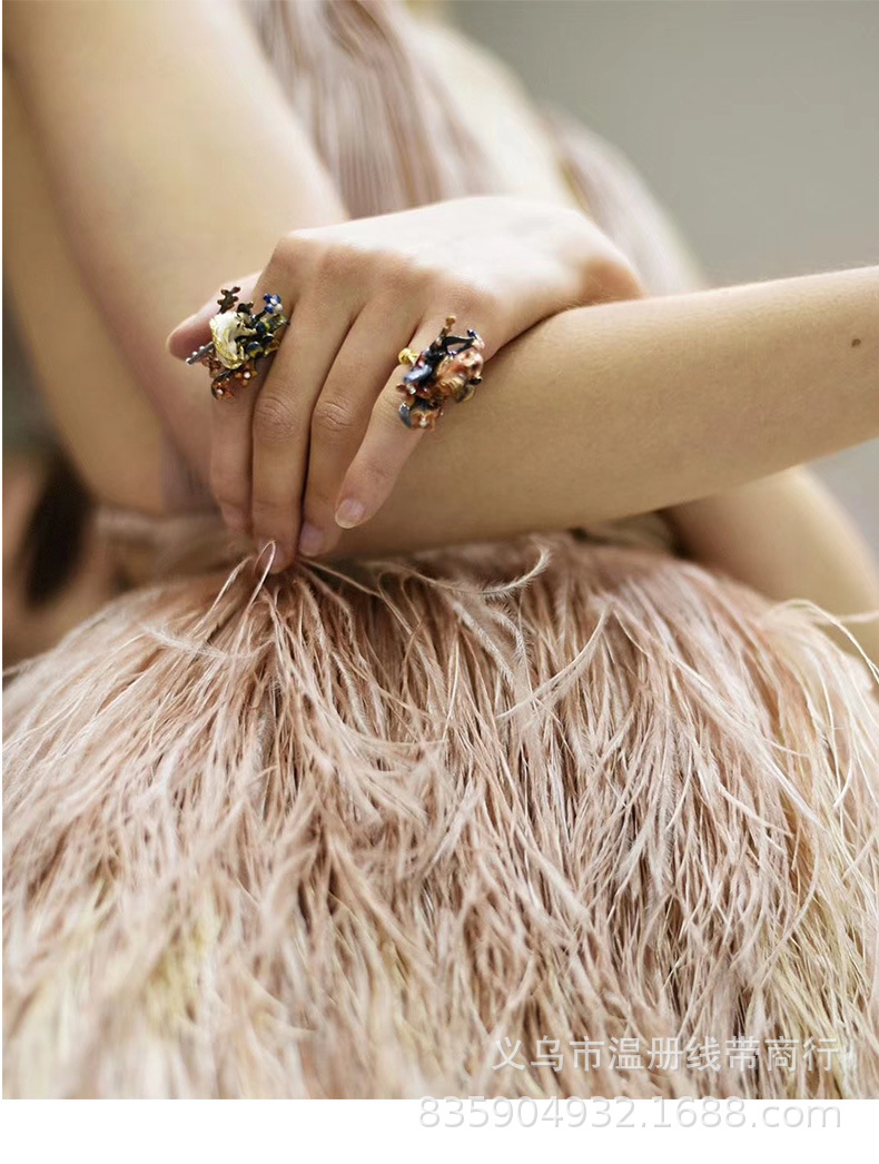 温册羽毛热销新款黑白扎染鸵鸟毛花边diy礼服设计羽毛丝一米起拍详情图20