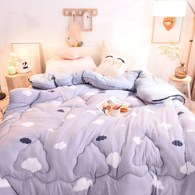 韩式水洗棉春秋被冬被 羽丝棉填充被芯 绗缝厚被子 批发 一件代发