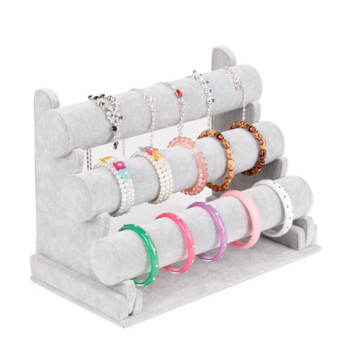 Wholesale jewelry storage rack, three-layer detachable velvet bracelet display rack, bracelet watch display rack