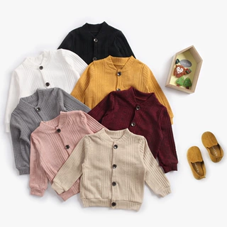 女童外套 秋纯色男童毛衣开衫婴儿children wear宝宝jacket冬