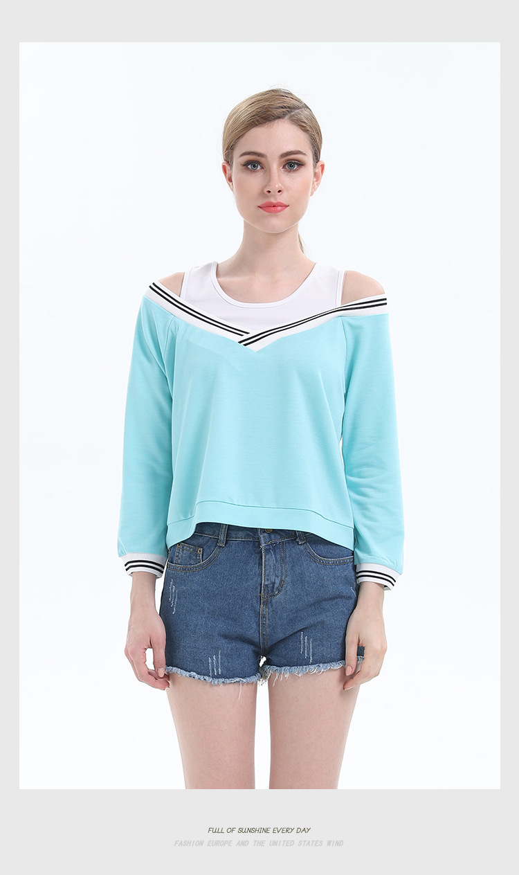 strapless long-sleeved slim fake two-piece T-shirt  NSJR19427