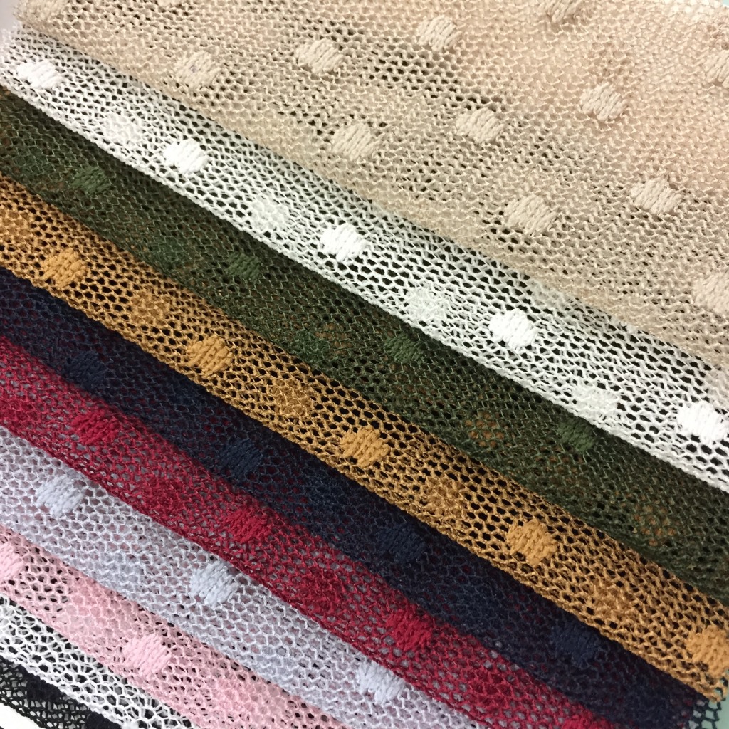 爆款全涤无弹提花网布立体小圆点 打底上衣裙子面料多色现货批发