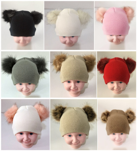 Wish AliExpress INS children's knitted hat double ball woolen hat baby woolen ball hat
