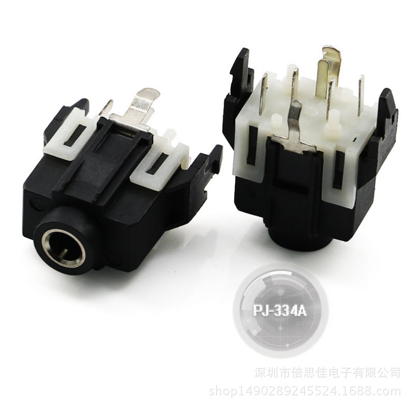 3.5MM耳机插座7脚插脚无固定脚Ф3.5MM音频插口母座PJ-334A
