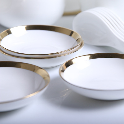 陶瓷小吃碟子北欧金边味碟创意汉碟家用调料碟陶瓷餐具碗盘碟定制|ms
