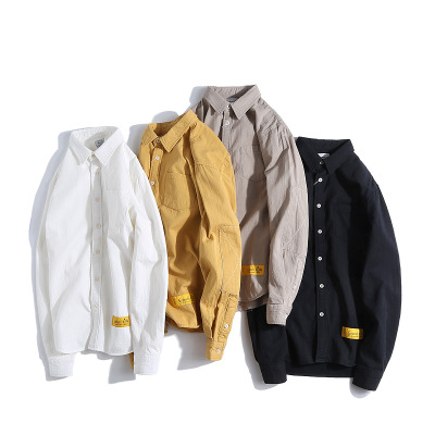 vintage Original Autumn solar system Retro washing leisure time shirt man Trend Easy Solid Cardigan shirt