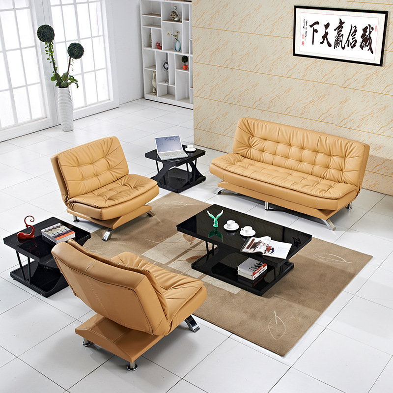 办公沙发茶几组合简约现代三人位真皮耐磨西皮商务接待办公室沙发|ru