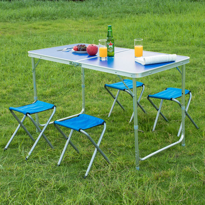 折叠桌一体桌户外野餐桌摆摊桌折叠餐桌便携式铝合金桌活动展销桌