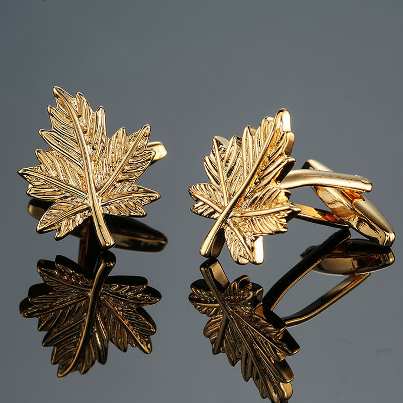 17g Weight Cufflinks Classification 1 Pair Quantity Anniversary, Business Occasion Copper Material Leaf, Flower Pattern Unisex Gender Plating Design Simple Style Style 1 Pair Simple Style Leaf Flower Copper Plating Unisex Cufflinks 3