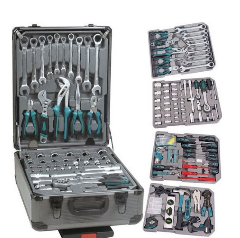 186件套 棘轮扳手款 铝合金拉杆工具箱子 定色