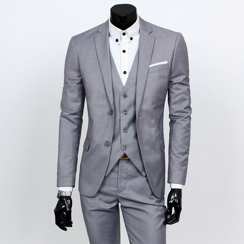 Suit Men's Suit Formal Wear Business Wear Men's Work Young College Students Handsome Korean Slim-fit Three-piece Suit