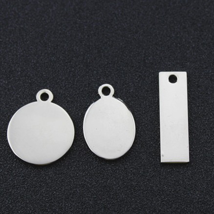 Metal zinc alloy small tag keychain Oval Round rectangular small iron DIY lettering LOGO