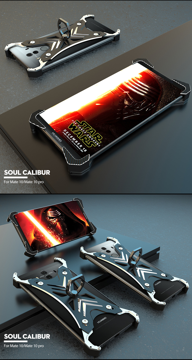R-Just Soul Calibur Blade Master Ring Holder Shockproof Aerospace Aluminum Metal Shell Case Cover for Huawei Mate 10 & Huawei Mate 10 Pro
