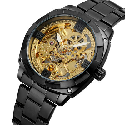 FORSINING reloj mecánico automático de los hombres reloj de los hombres huecos reloj de pelo correa de acero reloj casual hombres 207
