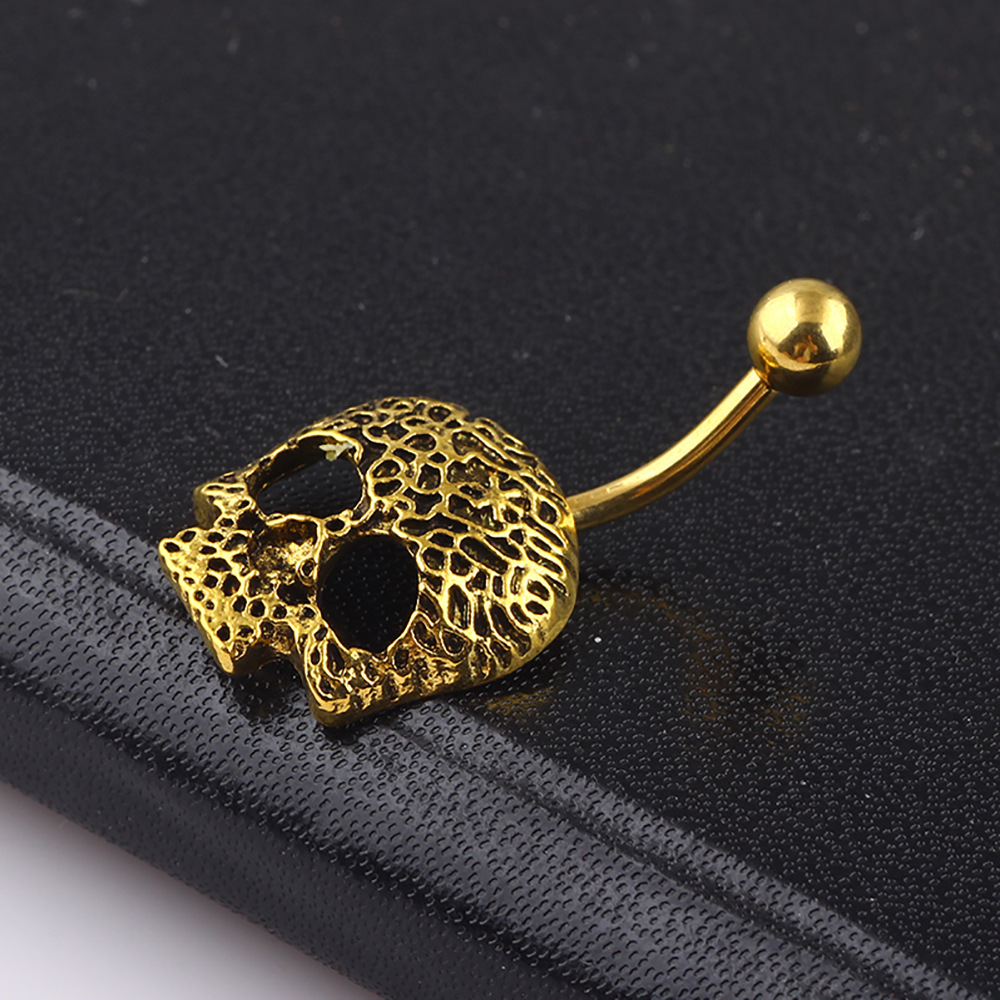Geometric Ghost Head Navel Ring 316L Surgical Steel CZ Belly Button Ring Dangle Body Piercing Jewelry Wholesale detail image 7