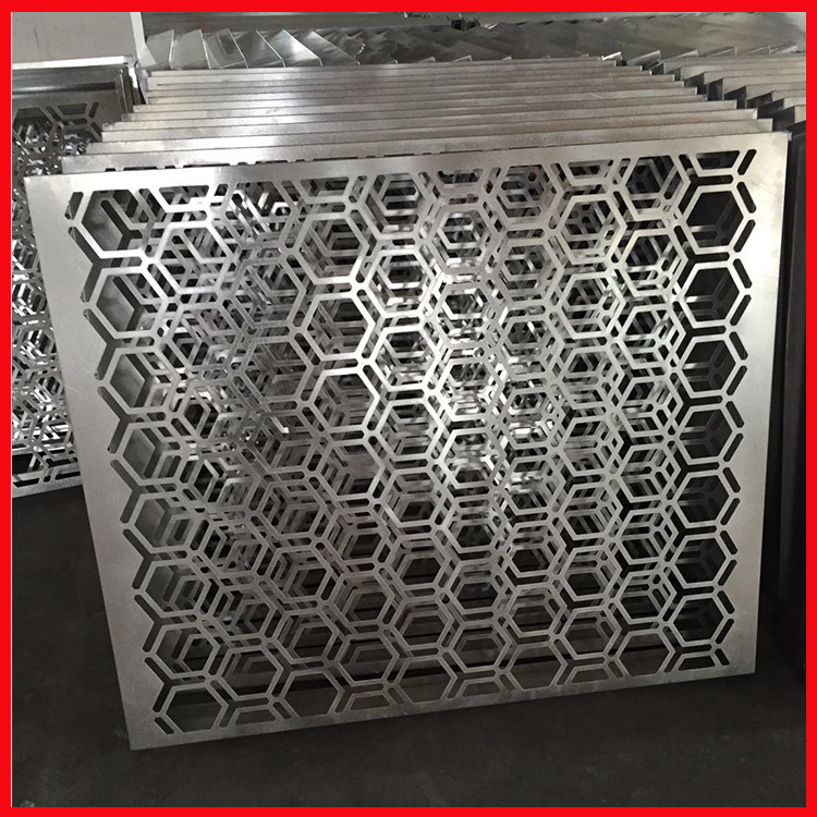 餐厅大厅隔断雕花铝板定制规格佛山厂家加工蜂窝镂空铝屏风烤漆