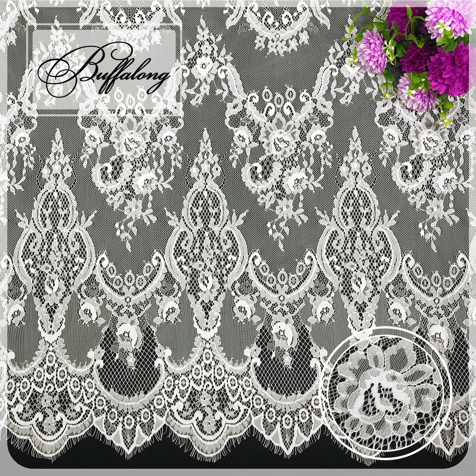 white wave Hollow Jacobs cloth Nylon yarn eyelash Lace Fabric Foreign trade Wedding dress full dress accessories