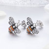 Earrings, stone inlay, European style, silver 925 sample, 925 sample silver