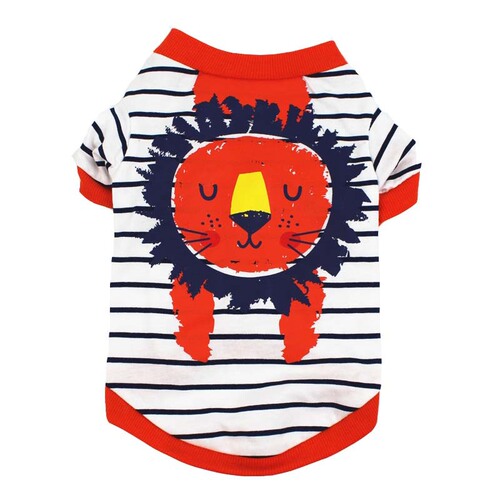 New style pet spring/summer T-shirt, pure cotton thin striped cartoon print, Schnauzer Teddy Poodle puppy clothes