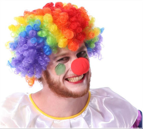 Clown wig colorful headgear curly party makeup cosplay Halloween clown red nose sponge prop