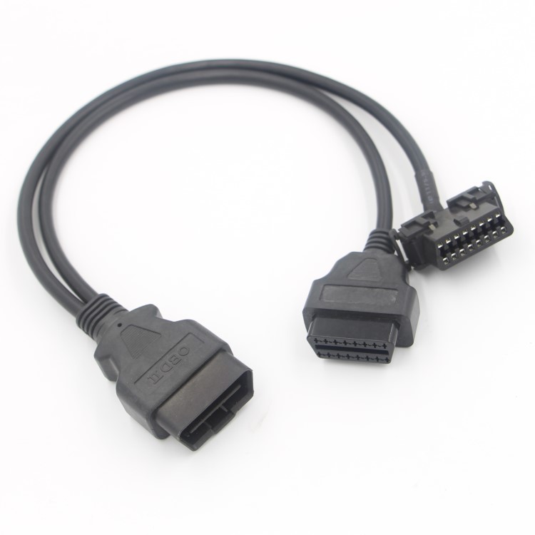 OBD2公对母一分二延长线 配挡板 适用于起亚和马自达 16芯全通电