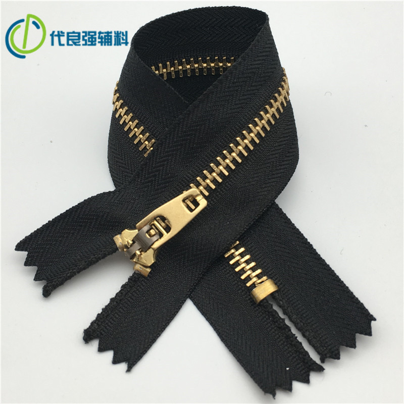 In stock supply No. 3 No. 4 metal zipper high-end bronze clothing Denim pants access control self-locking zipper