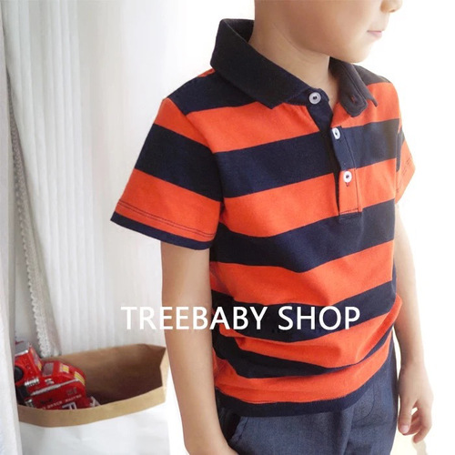 Polo Kids Summer Short Sleeve T-Shirt 100% Cotton Polo Shirt for Ages 1-12 (Medium and Large Children) Striped Collar T-Shirt 100% Cotton