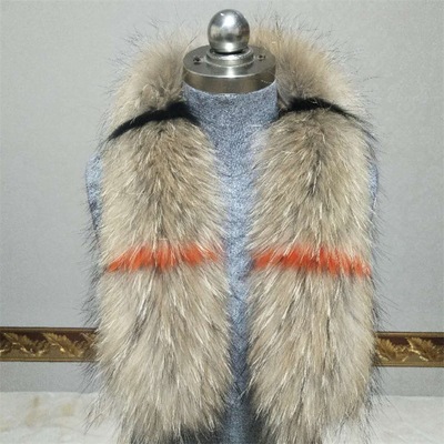 超大白色狐狸毛领拼色貉子彩色加花毛领帽条 星星款大毛领围巾