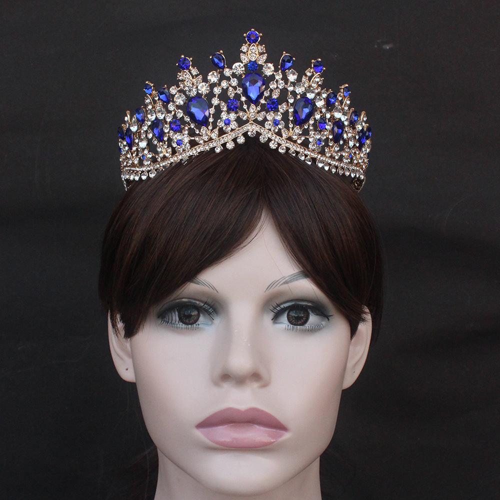 Fashion Water Droplets Crown Alloy Hollow Out Inlay Rhinestones Crown 1 Piece display picture 4