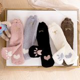 Демисезонные коралловые бархатные носки подходит для мужчин и женщин, утепленные мультяшные гольфы для беременных, средней длины